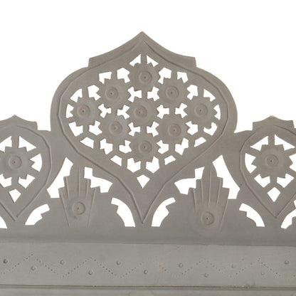 Hand carved 4-Panel Room Divider Grey 160x165 cm Solid Mango Wood