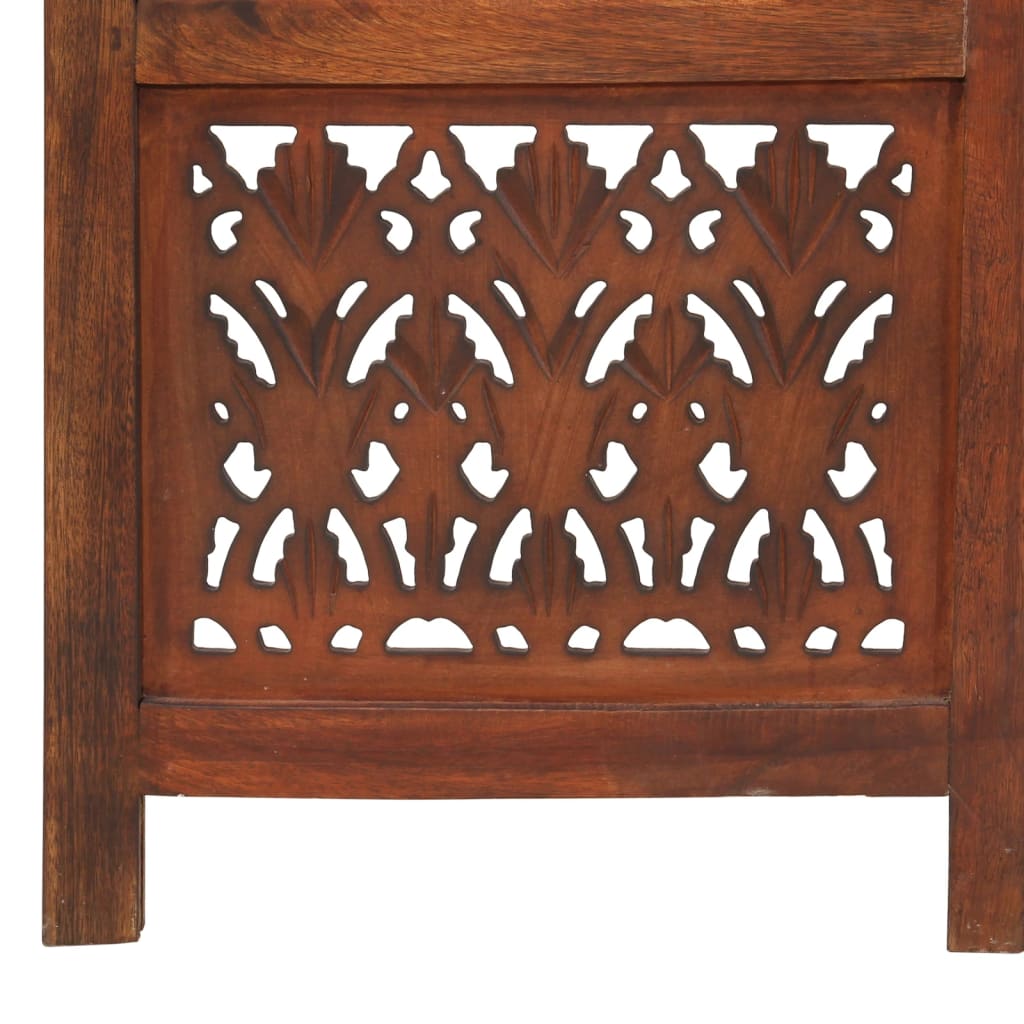 Hand Carved 5-Panel Room Divider Brown 200x165 cm Solid Mango Wood