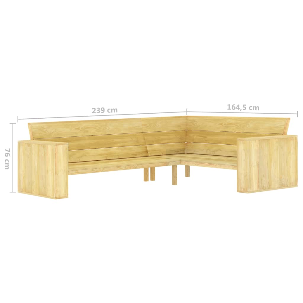 Garden Corner Bench 239 cm Impregnated Pinewood