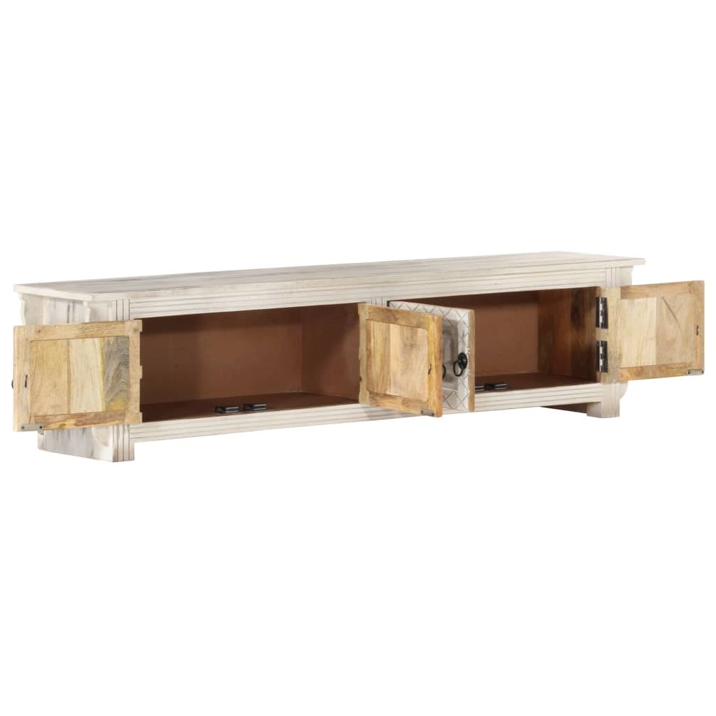 TV Cabinet White 140x30x35 cm Solid Mango Wood