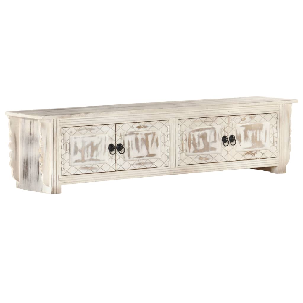 TV Cabinet White 140x30x35 cm Solid Mango Wood