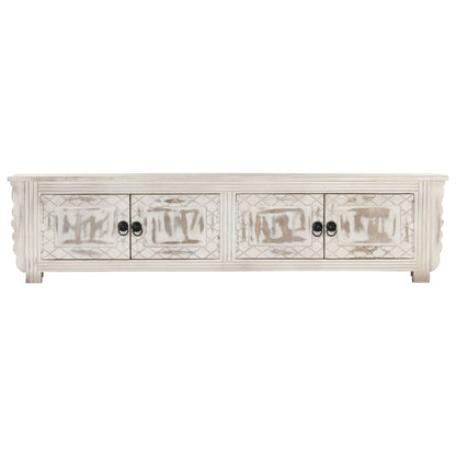 TV Cabinet White 140x30x35 cm Solid Mango Wood