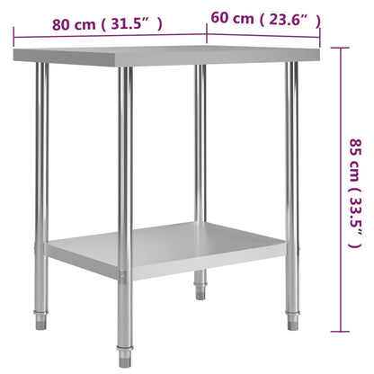 Kitchen Work Table 80x60x85 cm Stainless Steel