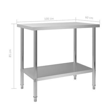 Kitchen Work Table 100x60x85 cm Stainless Steel