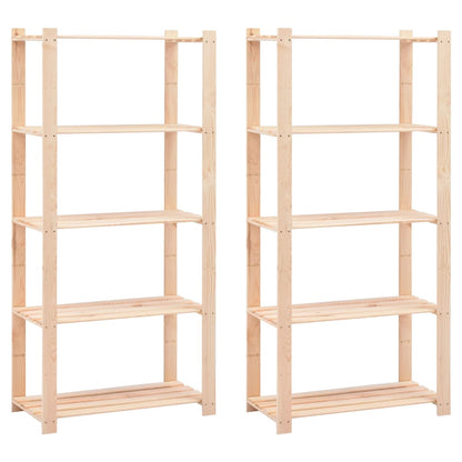 5-Tier Storage Racks 2 pcs 80x38x170 cm Solid Pinewood 250 kg