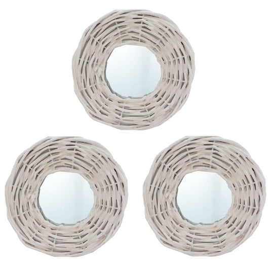 Mirrors 3 pcs White 15 cm Wicker