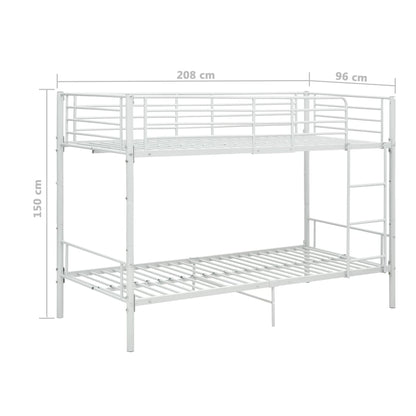 Bunk Bed White Metal 90x200 cm