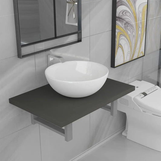 Two Piece Bathroom Furniture Set Ceramic Grey