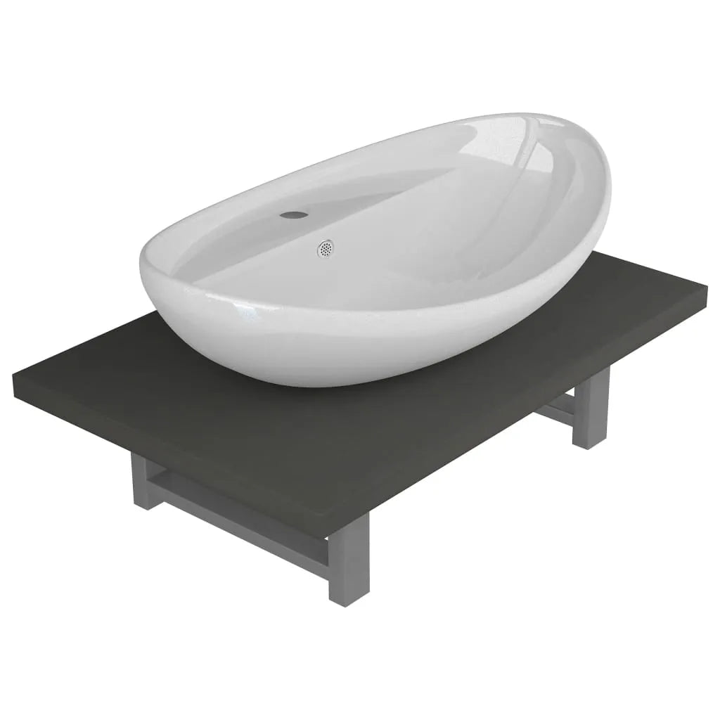 Two Piece Bathroom Furniture Set Ceramic Grey