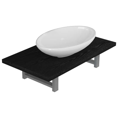 Two Piece Bathroom Furniture Set Ceramic Black