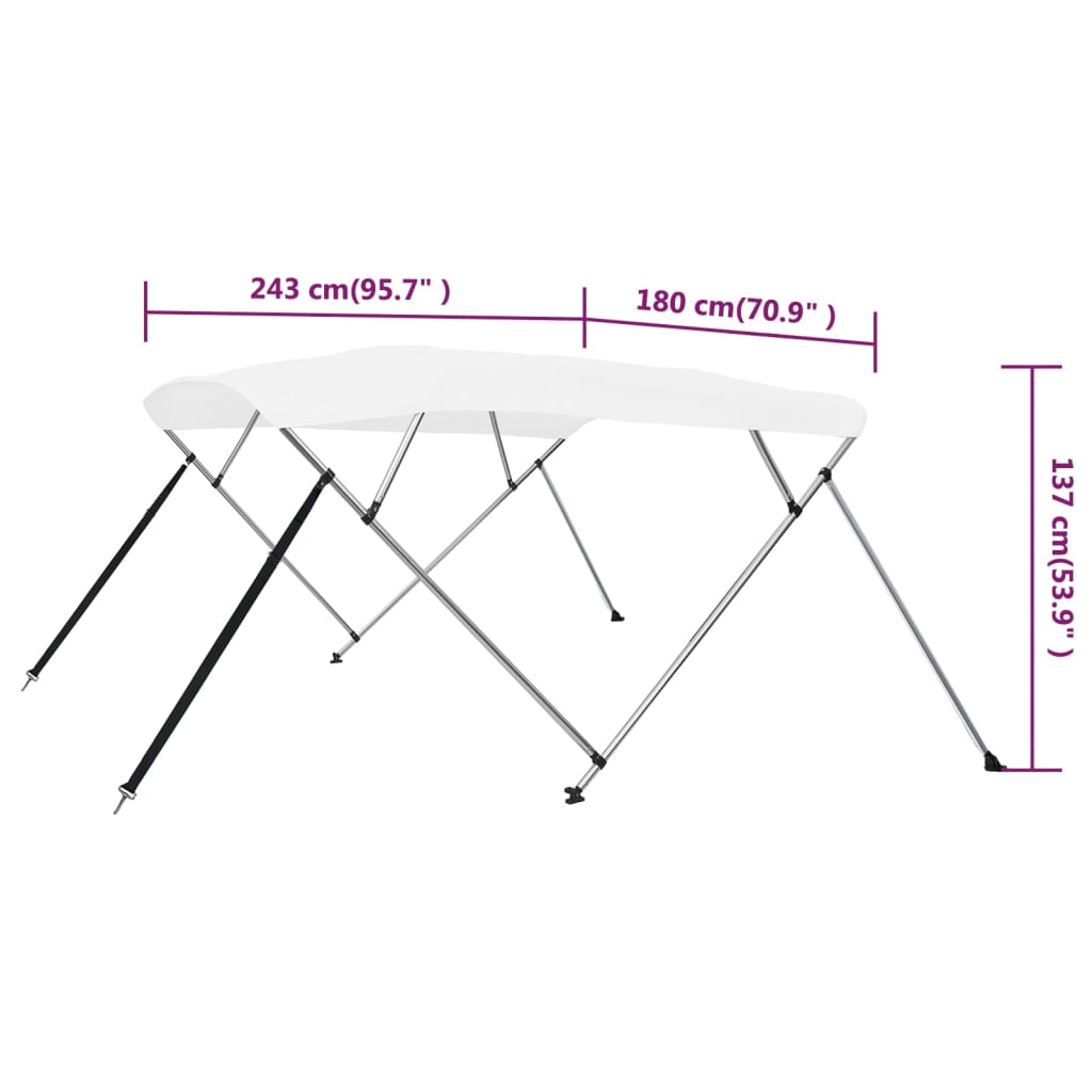 4 Bow Bimini Top White 243x180x137 cm