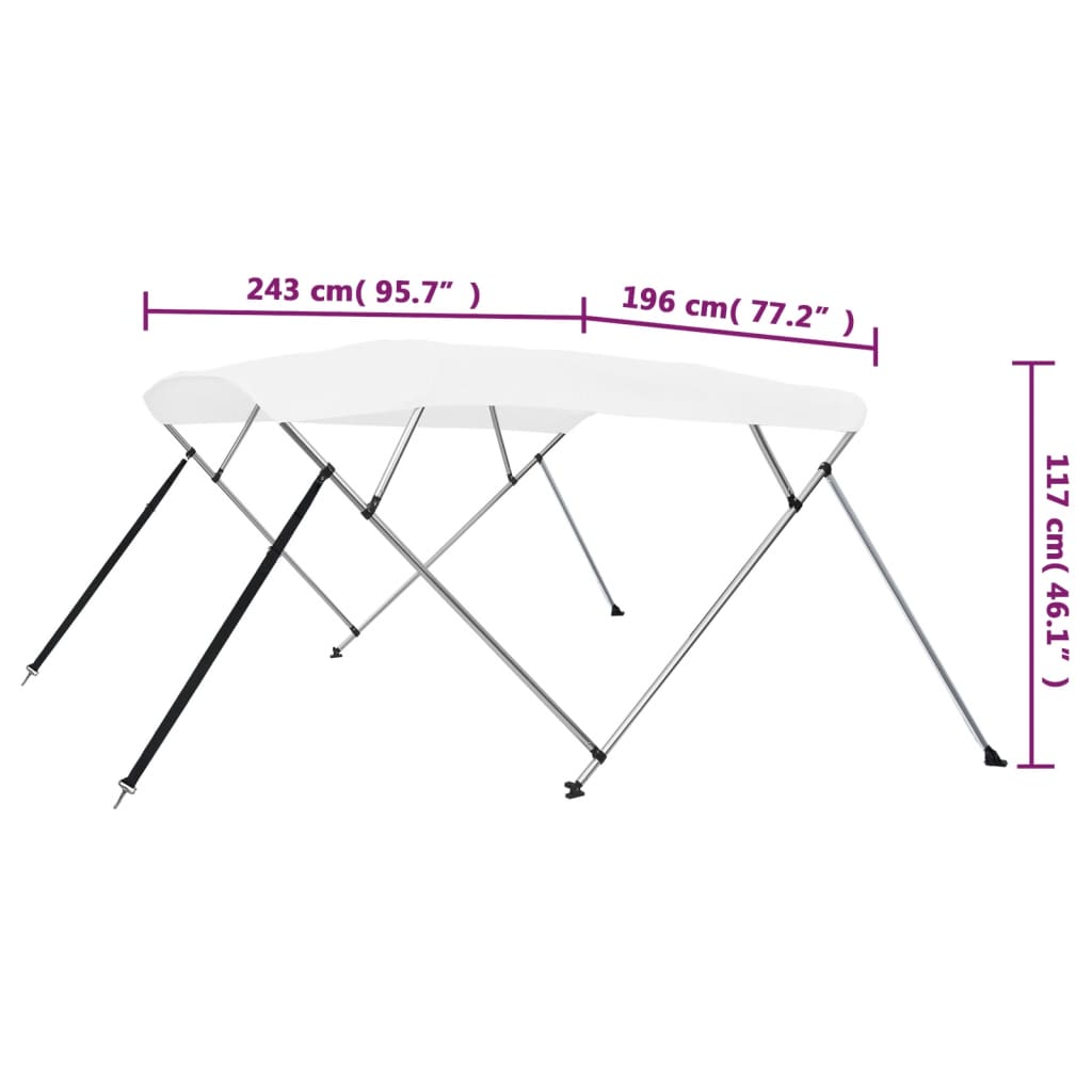 4 Bow Bimini Top White 243x196x137 cm