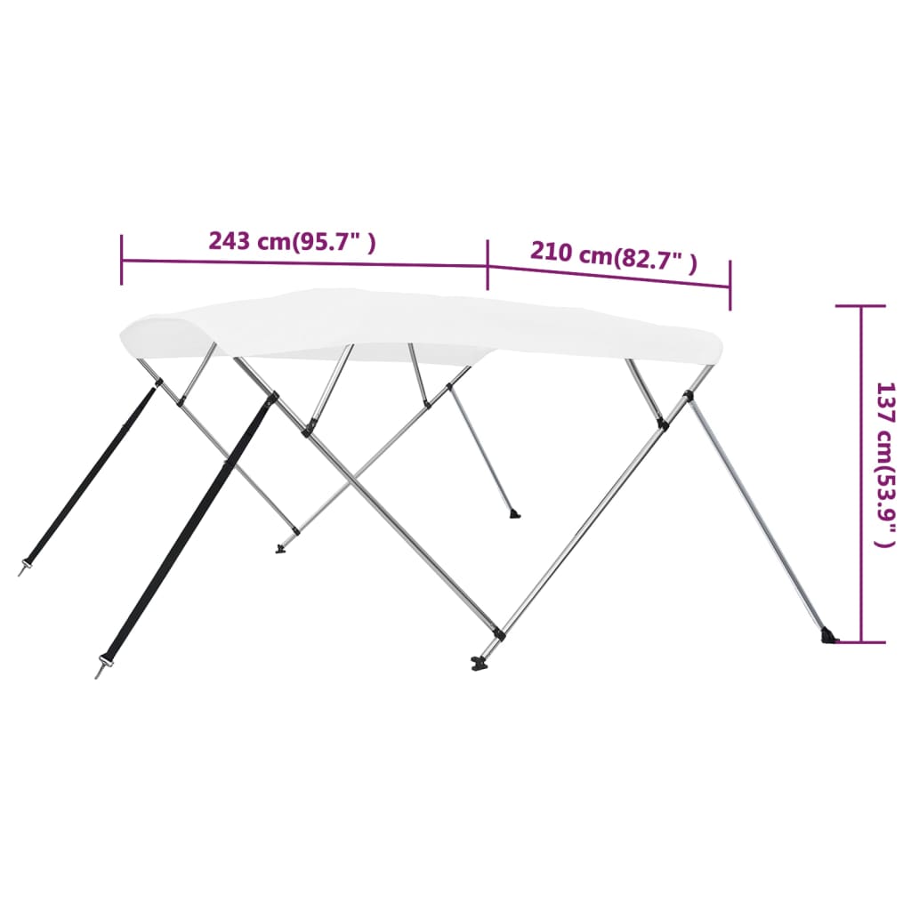 4 Bow Bimini Top White 243x210x137 cm