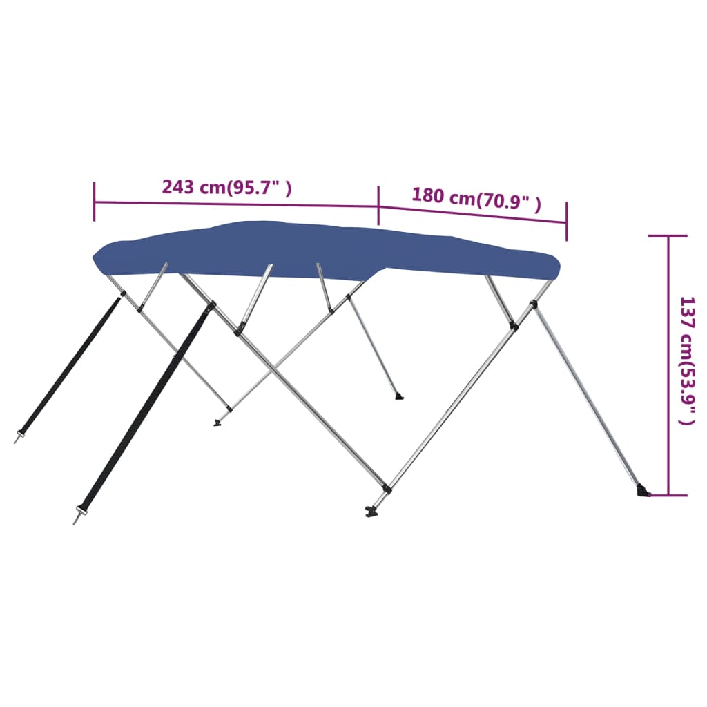 4 Bow Bimini Top Blue 243x180x137 cm