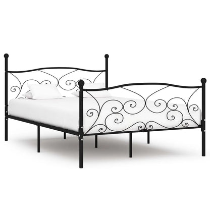 Bed Frame without Mattress with Slatted Base Black Metal 140x200 cm