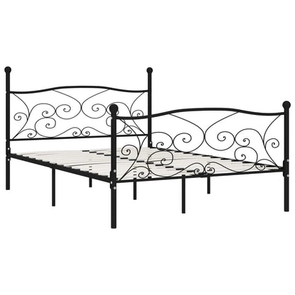 Bed Frame without Mattress with Slatted Base Black Metal 140x200 cm