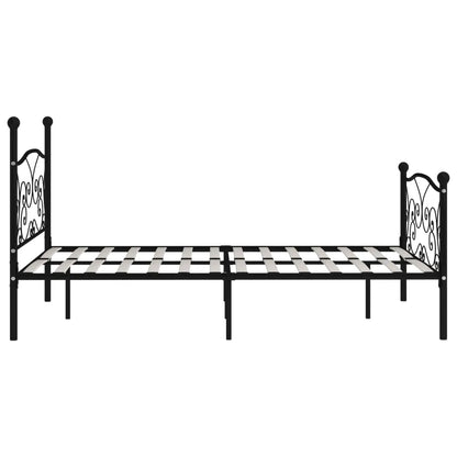 Bed Frame without Mattress with Slatted Base Black Metal 140x200 cm