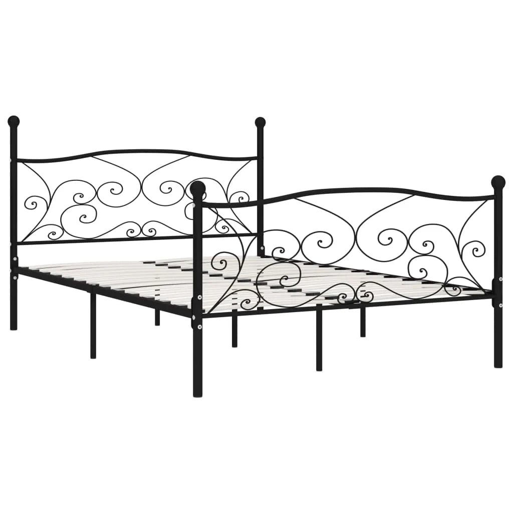 Bed Frame without Mattress with Slatted Base Black Metal 160x200 cm