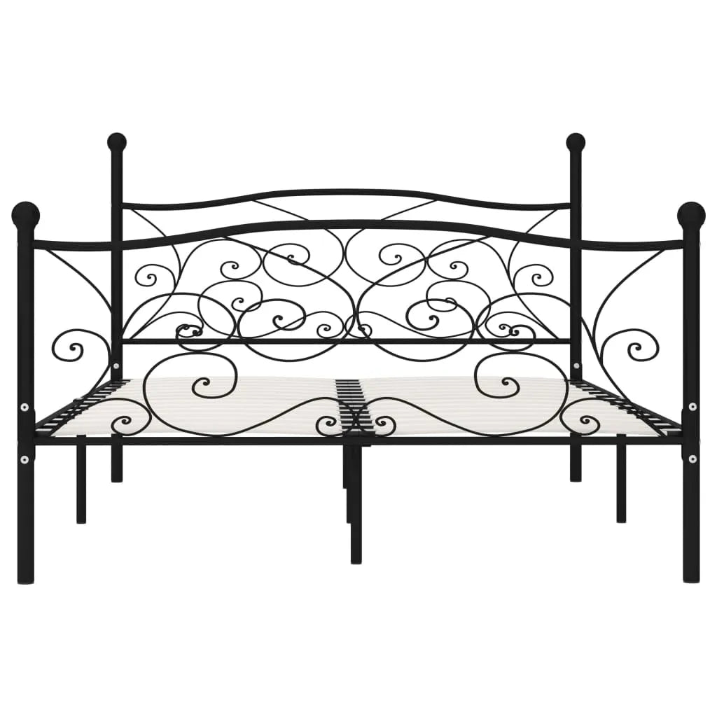 Bed Frame without Mattress with Slatted Base Black Metal 160x200 cm