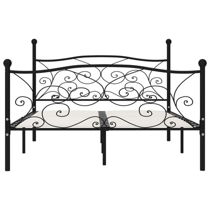 Bed Frame without Mattress with Slatted Base Black Metal 160x200 cm