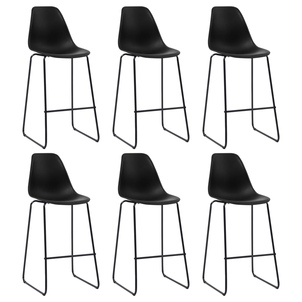 Bar Chairs 6 pcs Black Plastic