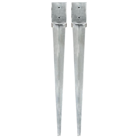 Ground Spikes 2 pcs Silver 10x10x91 cm Galvanised Steel