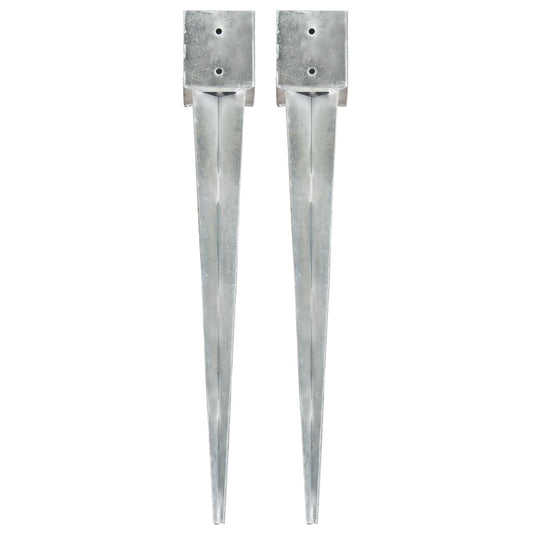 Ground Spikes 2 pcs Silver 12x12x89 cm Galvanised Steel