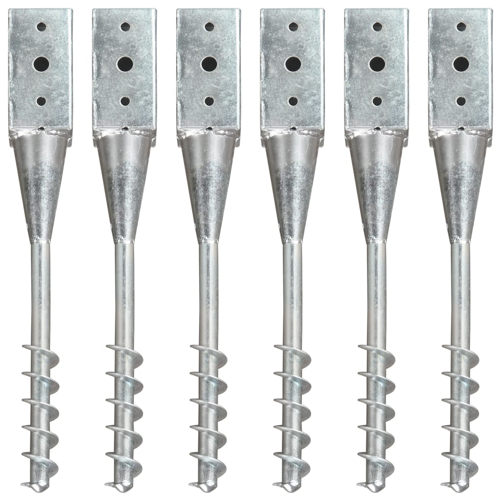 Ground Spikes 6 pcs Silver 7x7x56 cm Galvanised Steel