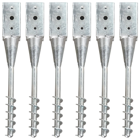 Ground Spikes 6 pcs Silver 10x10x57 cm Galvanised Steel