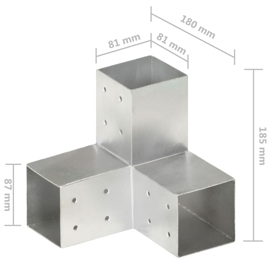 Post Connector Y Shape Galvanised Metal 81x81 mm