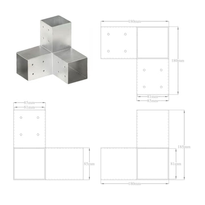 Post Connector Y Shape Galvanised Metal 81x81 mm