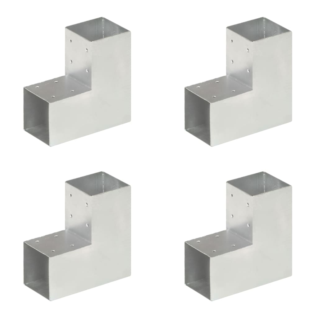 Post Connectors 4 pcs L Shape Galvanised Metal 91x91 mm