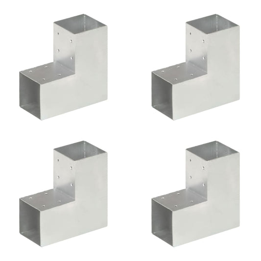 Post Connectors 4 pcs L Shape Galvanised Metal 91x91 mm