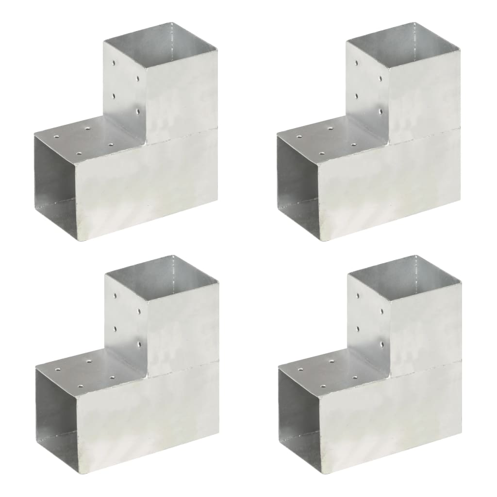 Post Connectors 4 pcs L Shape Galvanised Metal 101x101 mm