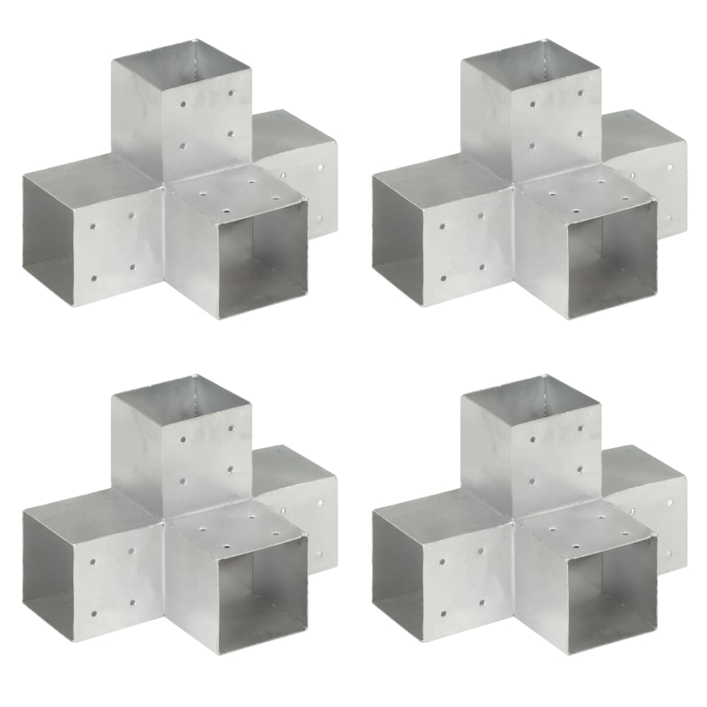 Post Connectors 4 pcs X Shape Galvanised Metal 101x101 mm