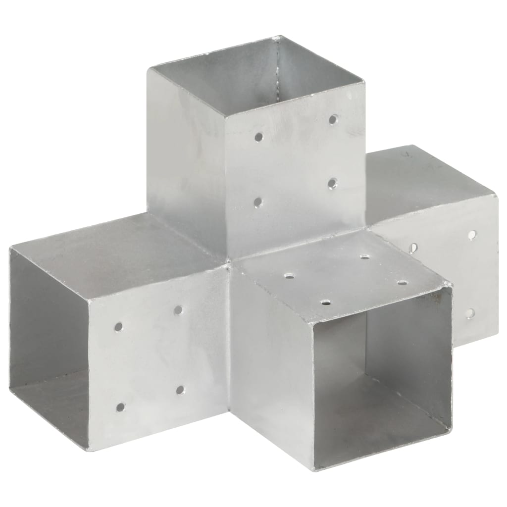 Post Connectors 4 pcs X Shape Galvanised Metal 101x101 mm