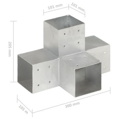 Post Connectors 4 pcs X Shape Galvanised Metal 101x101 mm