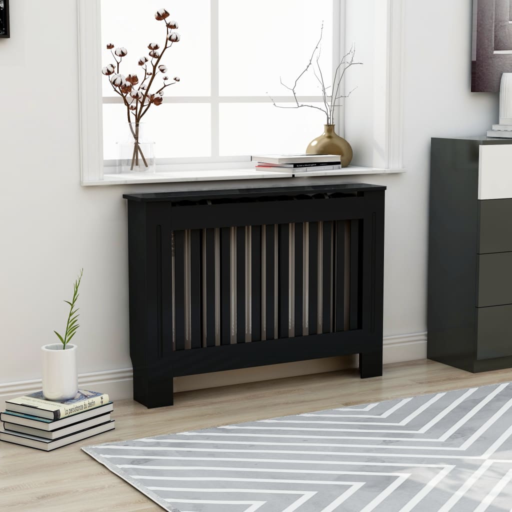 Radiator Cover Black 112x19x81.5 cm MDF