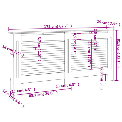 Radiator Cover Black 172x19x81.5 cm MDF