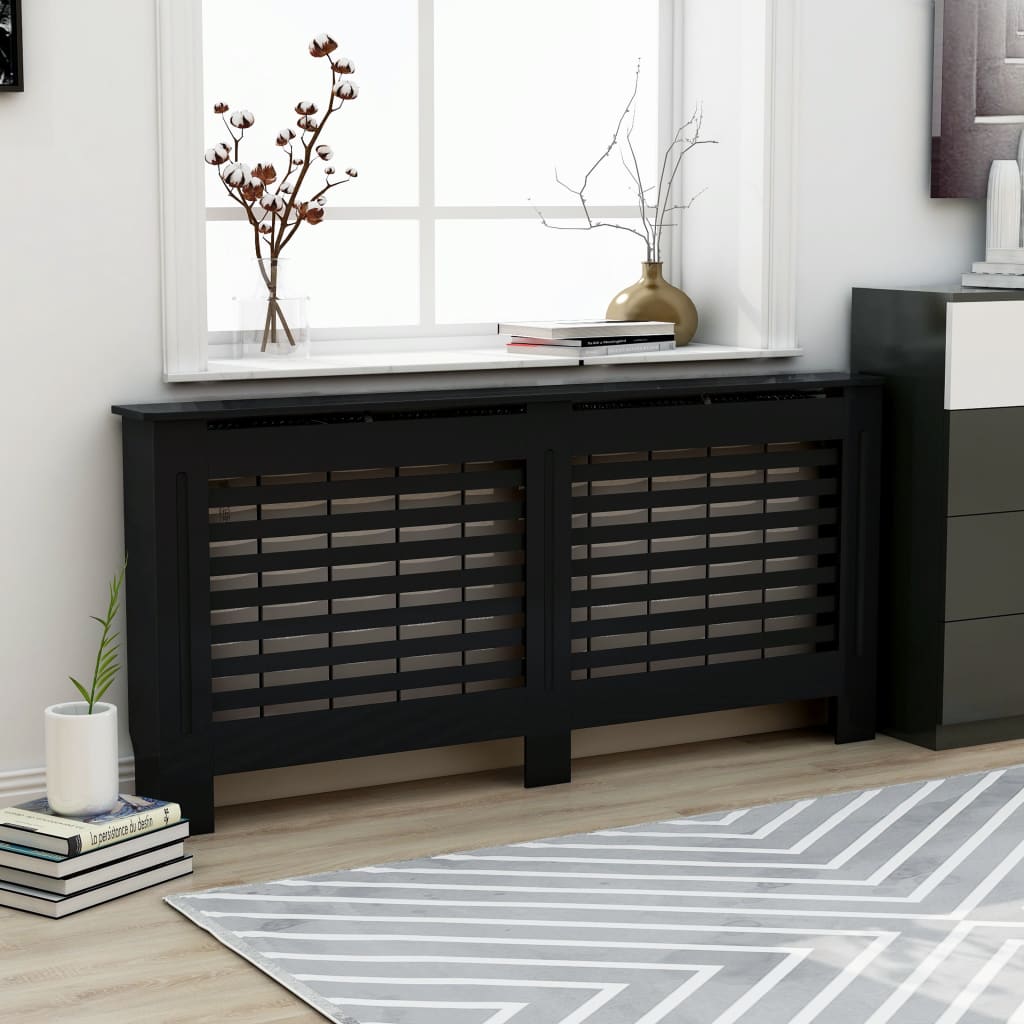 Radiator Cover Black 172x19x81.5 cm MDF