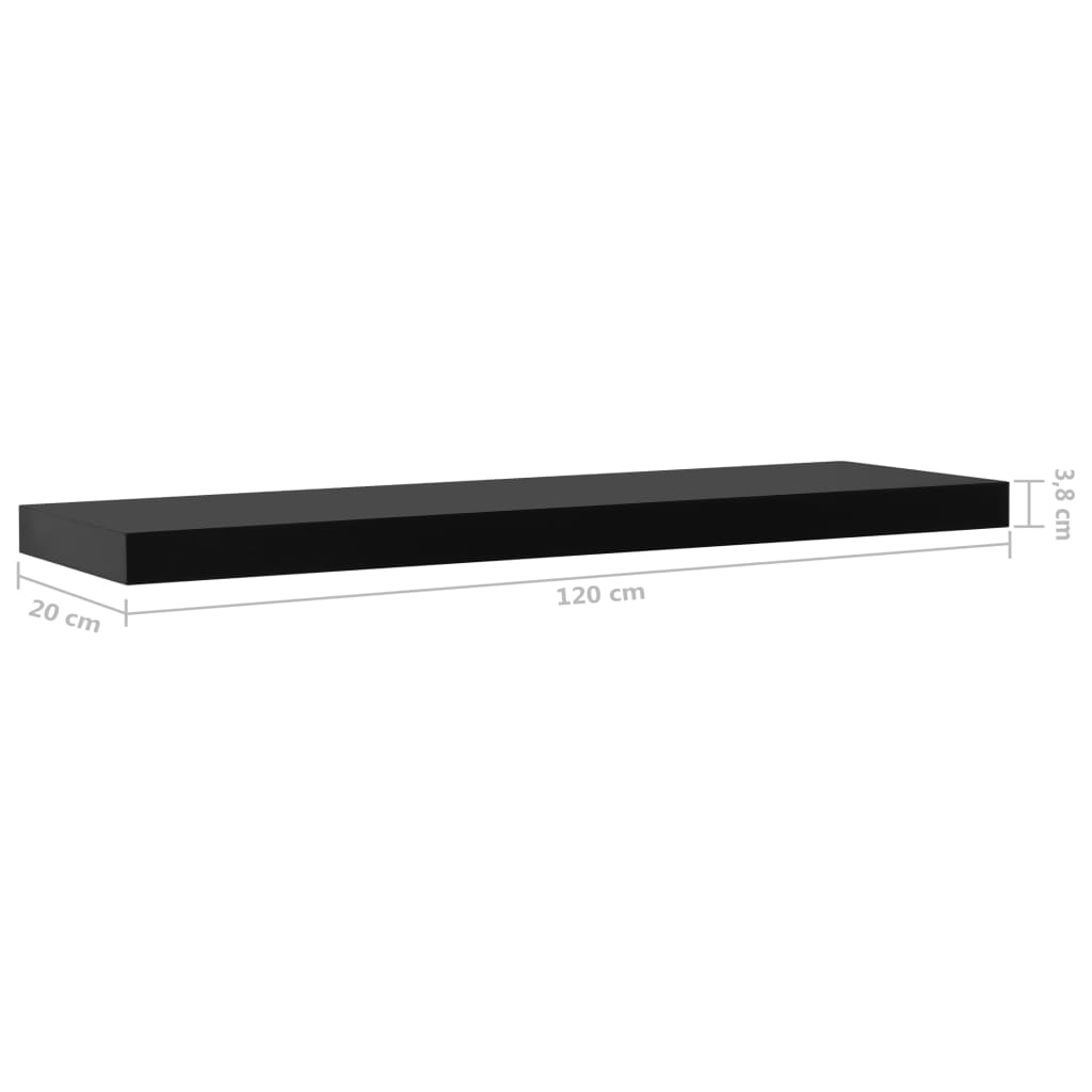 Floating Wall Shelves 2 pcs Black 120x20x3.8 cm