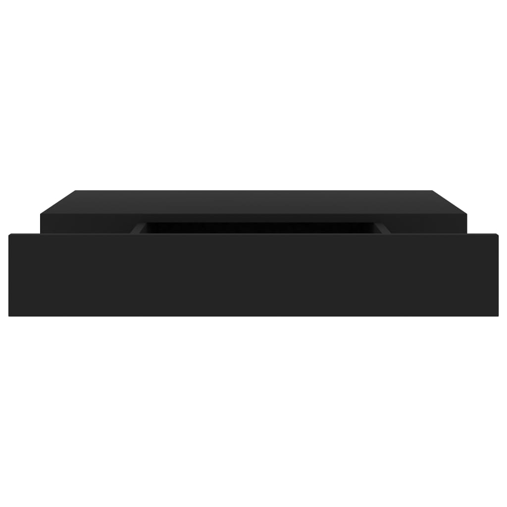 Floating Wall Shelf with Drawer Black 48x25x8 cm