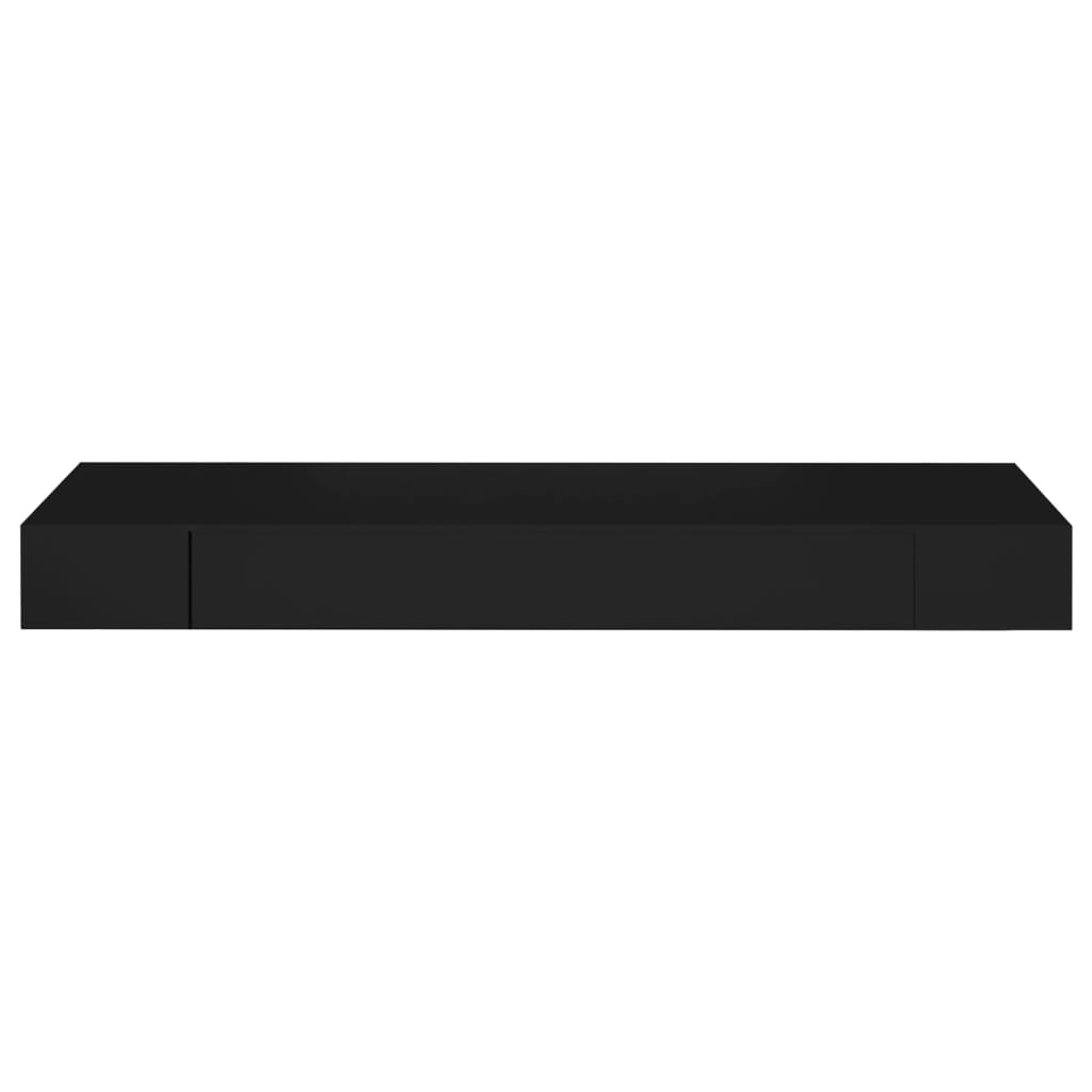 Floating Wall Shelf with Drawer Black 80x25x8 cm