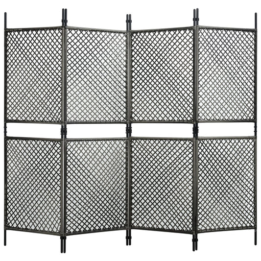 4-Panel Room Divider Poly Rattan Anthracite 240x200 cm