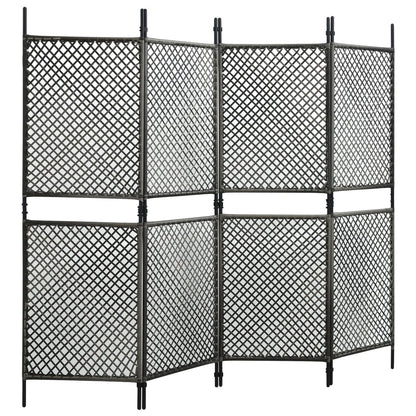 4-Panel Room Divider Poly Rattan Anthracite 240x200 cm