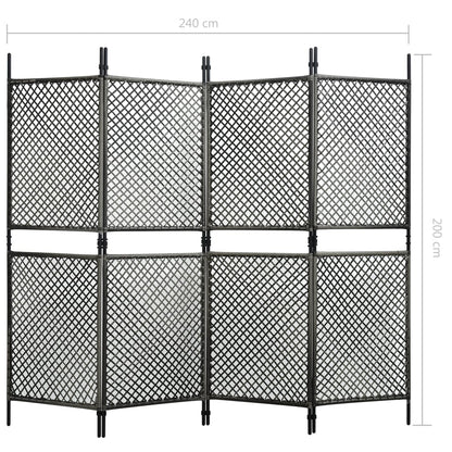 4-Panel Room Divider Poly Rattan Anthracite 240x200 cm