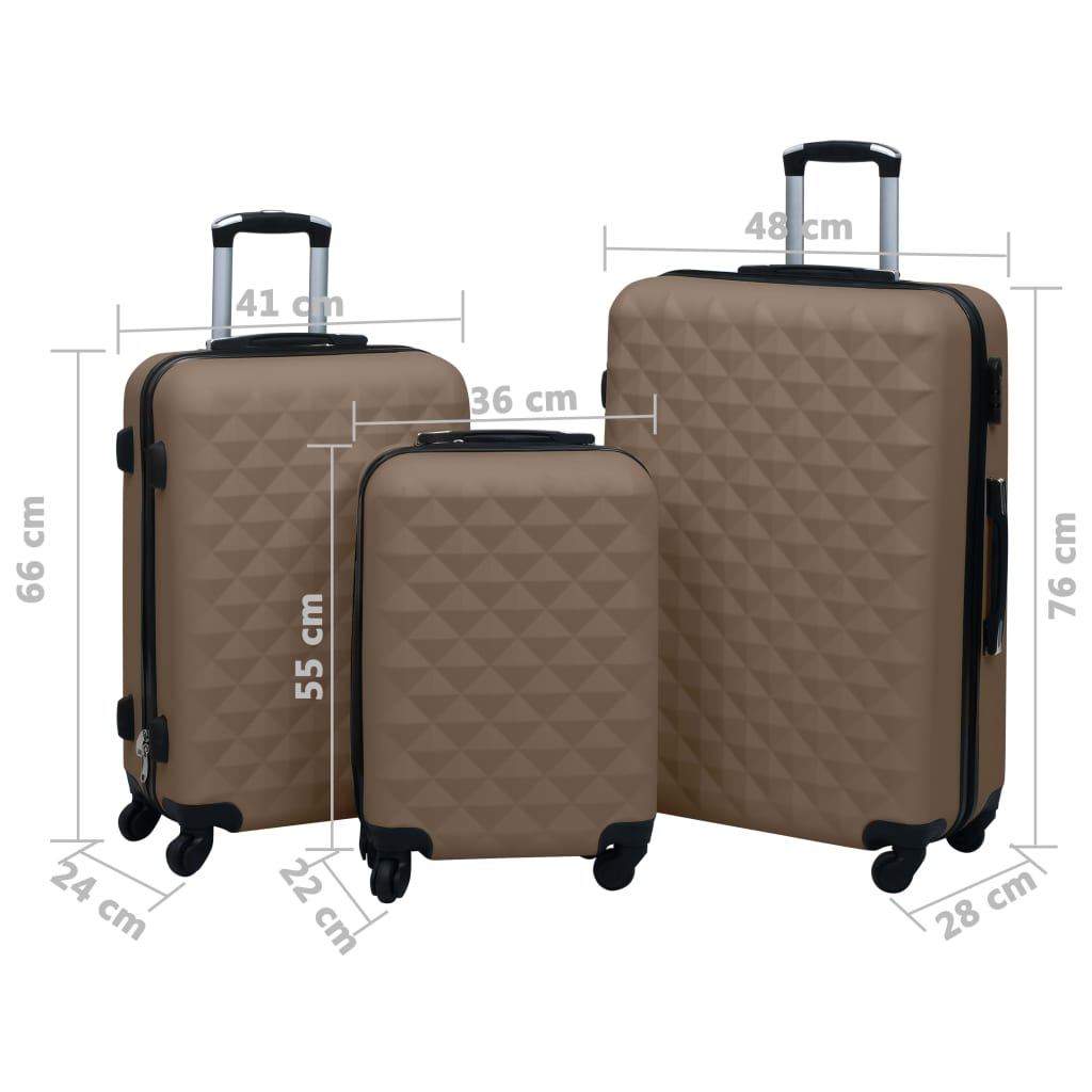 Hardcase Trolley Set 3 pcs Brown ABS