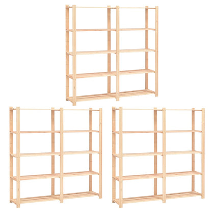 5-Tier Storage Racks 3 pcs 170x38x170 cm Solid Pinewood 500 kg