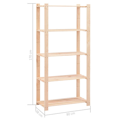 5-Tier Storage Racks 2 pcs 80x38x170 cm Solid Pinewood 250 kg