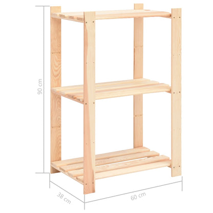 3-Tier Storage Racks 3 pcs 60x38x90 cm Solid Pinewood 150 kg